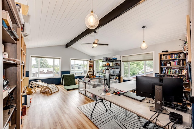 4645 W Temple Pl, Denver, CO 80236 - office with plenty of natural light, a ceiling fan, wood finished floors, and wooden ceiling