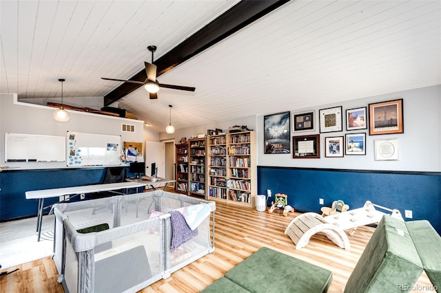 4645 W Temple Pl, Denver, CO 80236 - office area featuring wood finished floors, ceiling fan, and wood ceiling
