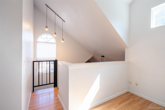 4943 S Carson St Unit 207, Aurora, CO 80015 - hall with light wood-style floors, plenty of natural light, and lofted ceiling