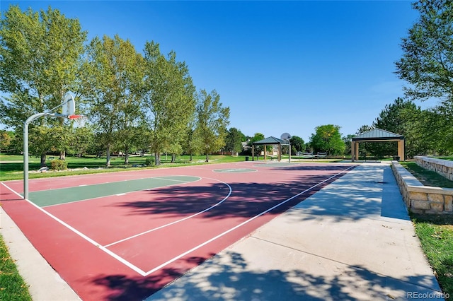 view of sport court with a gazebo