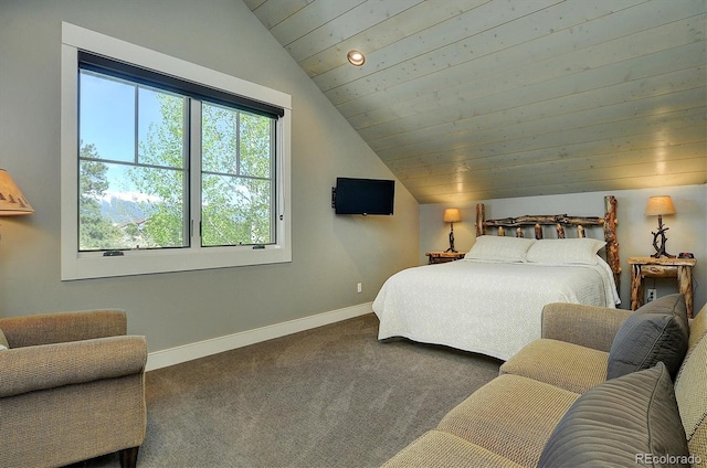 117 River Run Ct, Buena Vista, CO 81211 - bedroom with vaulted ceiling, baseboards, and carpet floors