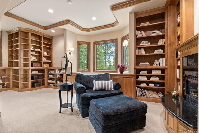 11406 Conifer Ridge Dr, Conifer, CO 80433 - sitting room with light colored carpet and recessed lighting