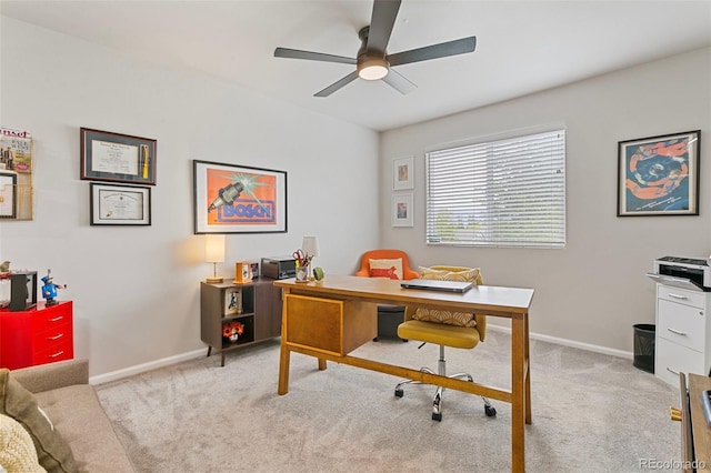3618 Boot Spur Ct, Colorado Springs, CO 80922 - office area featuring ceiling fan, carpet flooring, and baseboards