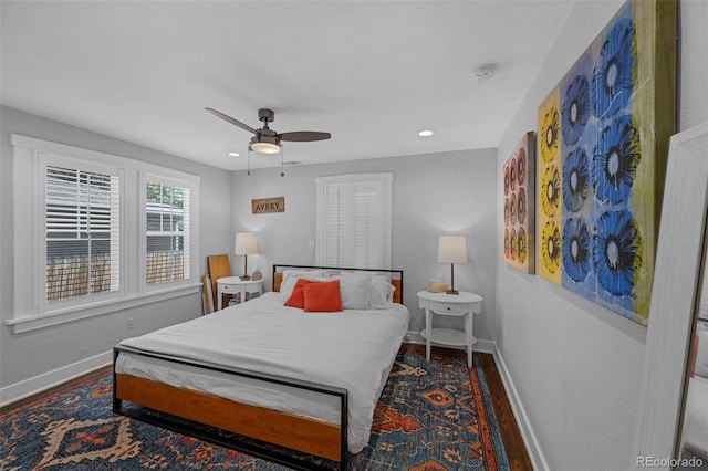 7340 W 32nd Ave, Wheat Ridge, CO 80033 - bedroom with wood finished floors, ceiling fan, and recessed lighting