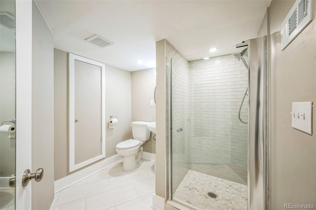 7340 W 32nd Ave, Wheat Ridge, CO 80033 - bathroom featuring a shower stall, tile patterned floors, and recessed lighting