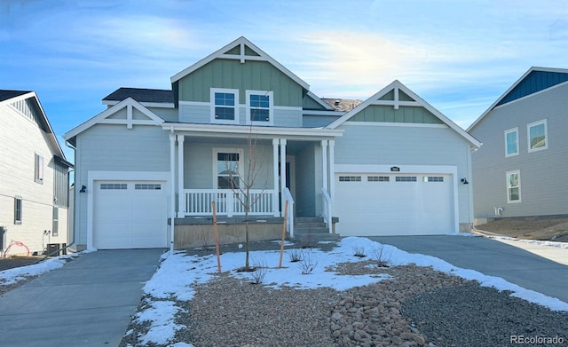 craftsman inspired home with covered porch