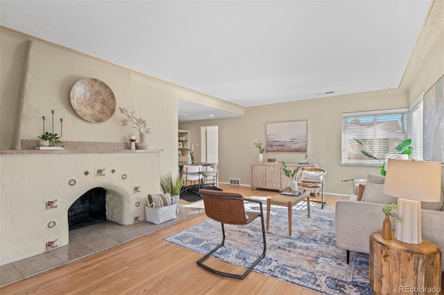 living room with hardwood / wood-style flooring