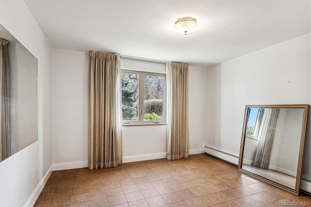 empty room with a baseboard radiator