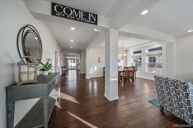 315 Painted Horse Way, Erie, CO 80516 - foyer featuring hardwood / wood-style flooring, a chandelier, recessed lighting, and baseboards