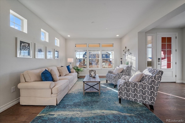 315 Painted Horse Way, Erie, CO 80516 - living area featuring baseboards, recessed lighting, and wood finished floors