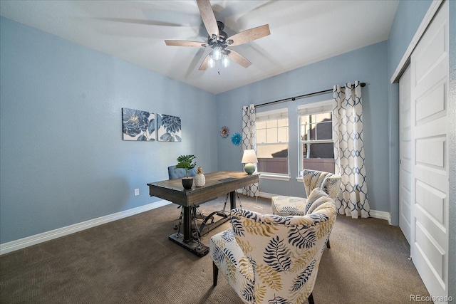 315 Painted Horse Way, Erie, CO 80516 - office space with carpet flooring, baseboards, and a ceiling fan