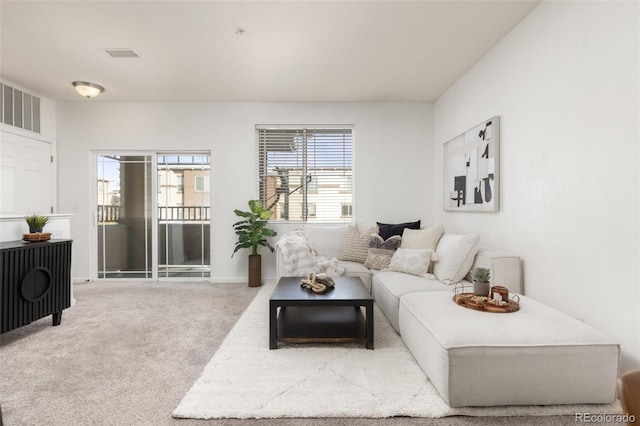 living room featuring carpet flooring