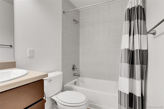 8458 Parkland St, Broomfield, CO 80021 - full bathroom featuring shower / bath combination with curtain, vanity, and a textured wall