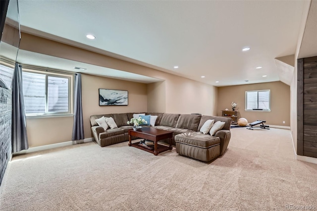 22197 E Stroll Ave, Parker, CO 80138 - living area featuring carpet floors, baseboards, and recessed lighting