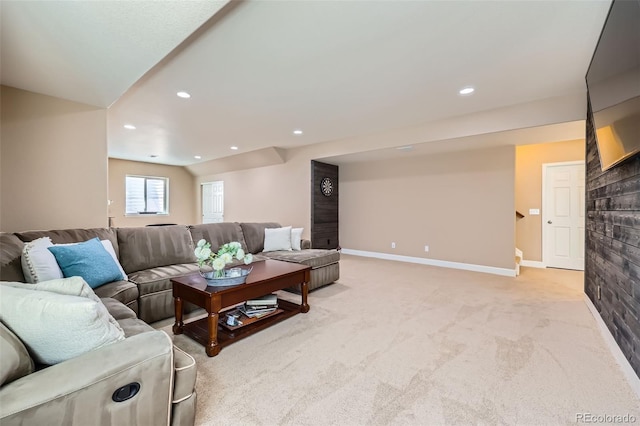 22197 E Stroll Ave, Parker, CO 80138 - living room with light carpet, baseboards, and recessed lighting