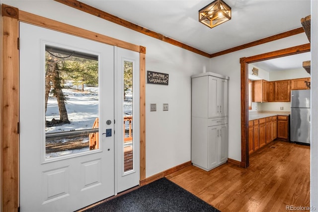 doorway featuring light hardwood / wood-style flooring