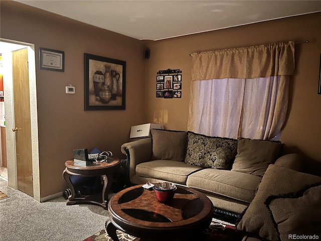 living room with carpet floors