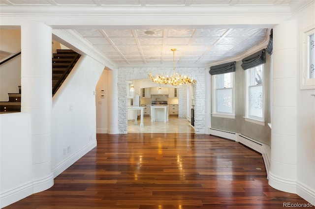 interior space featuring a notable chandelier and dark wood-type flooring