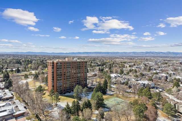 aerial view with a mountain view