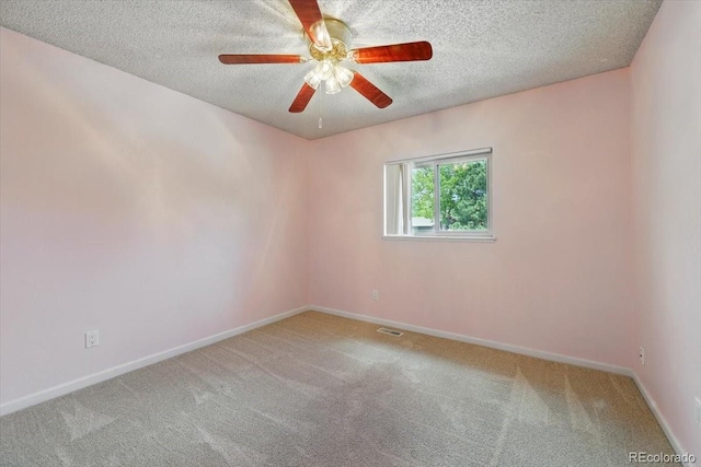 4150 Gleneagle Ct, Colorado Springs, CO 80909 - empty room featuring carpet flooring, a textured ceiling, baseboards, and a ceiling fan