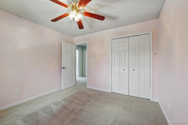 4150 Gleneagle Ct, Colorado Springs, CO 80909 - unfurnished bedroom featuring carpet flooring, a textured ceiling, baseboards, ceiling fan, and a closet