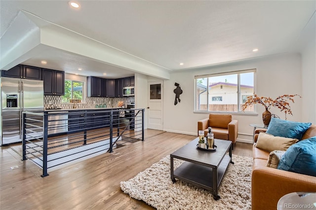 living room featuring light hardwood / wood-style floors