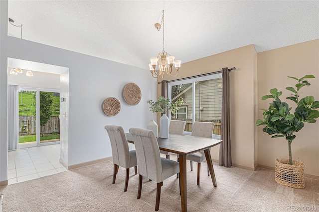 10152 Telluride St, Littleton, CO 80125 - dining space with healthy amount of natural light, a chandelier, light carpet, and a textured ceiling