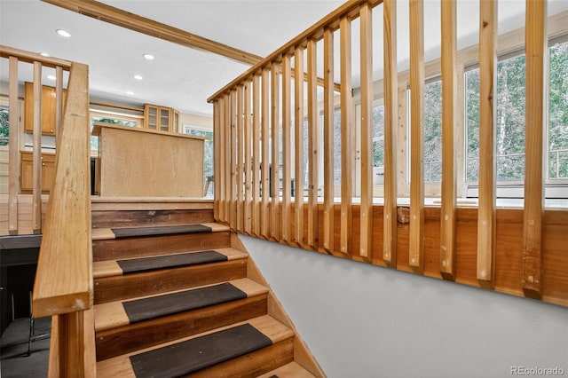 11701 Spruce Canyon Cir, Golden, CO 80403 - stairway featuring recessed lighting