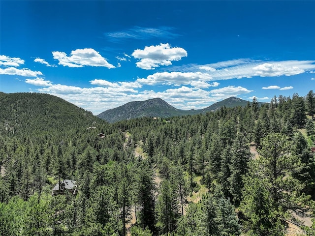 11701 Spruce Canyon Cir, Golden, CO 80403 - mountain view featuring a heavily wooded area