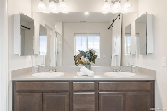 8582 Cheraw St, Littleton, CO 80125 - bathroom featuring double vanity and a shower stall