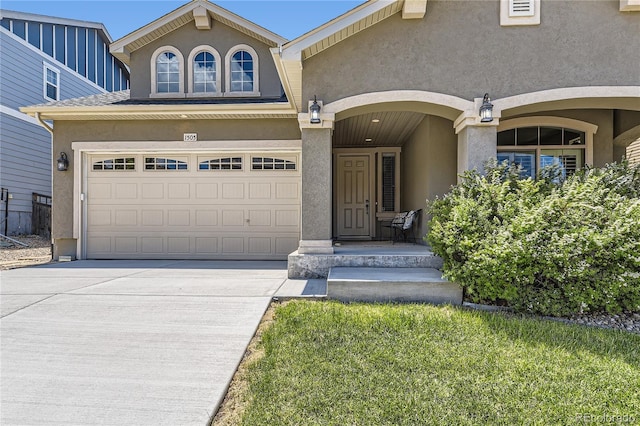 view of front of property with a garage