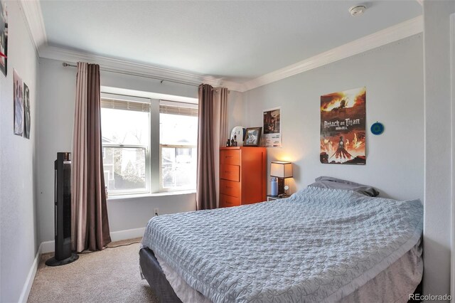 9889 Aftonwood St, Highlands Ranch, CO 80126 - bedroom with crown molding, carpet, and baseboards