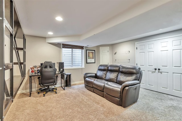 9889 Aftonwood St, Highlands Ranch, CO 80126 - office area with carpet flooring, baseboards, and recessed lighting