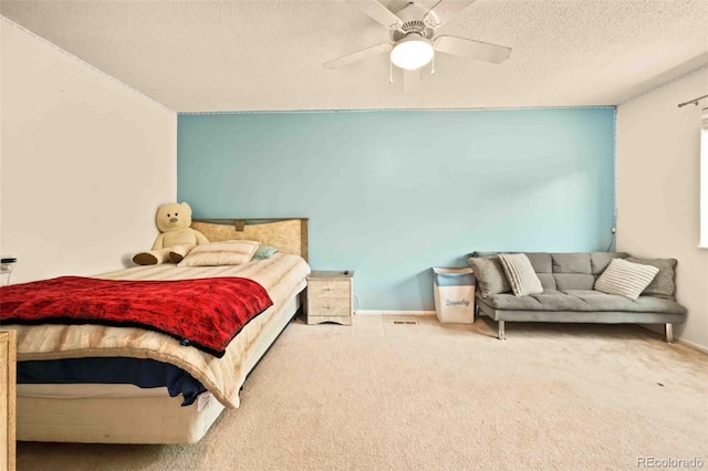12234 W Saratoga Ave, Morrison, CO 80465 - bedroom with carpet, a textured ceiling, and a ceiling fan