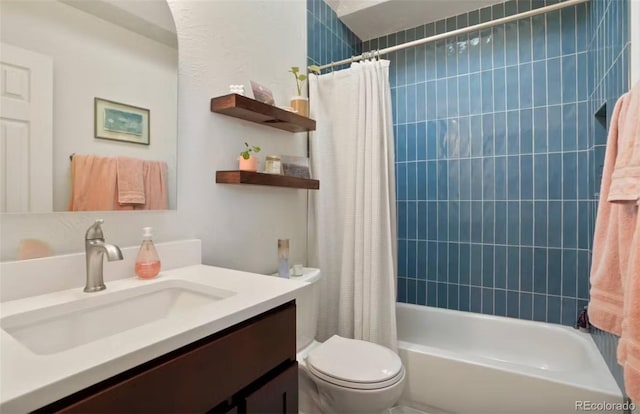474 N Inca St, Denver, CO 80204 - bathroom with vanity and shower / bathtub combination with curtain