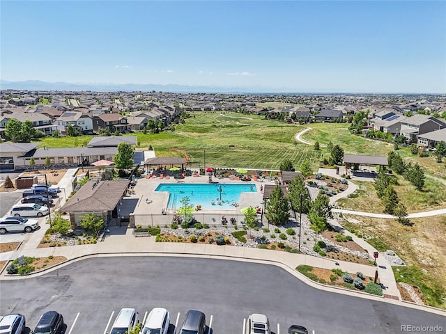 8677 S Buchanan Way, Aurora, CO 80016 - aerial view of residential area with a pool area
