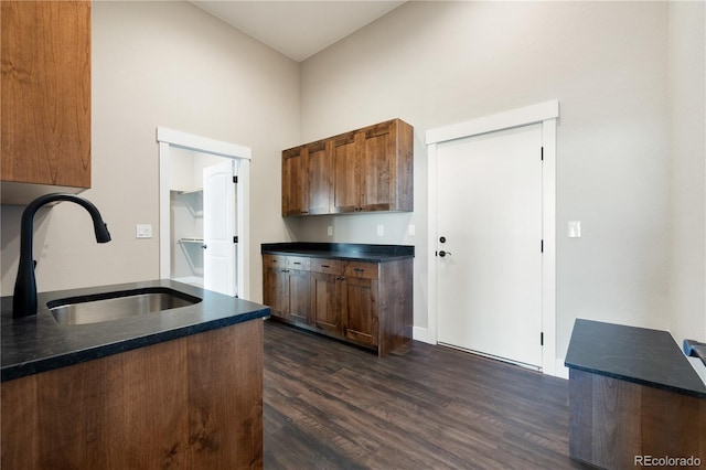 kitchen featuring dark wood-type flooring and sink