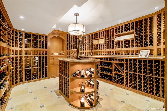 view of wine cellar