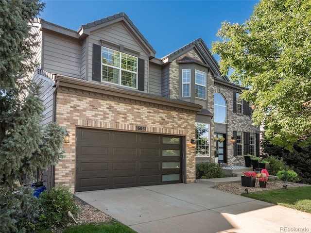 view of front of home with a garage