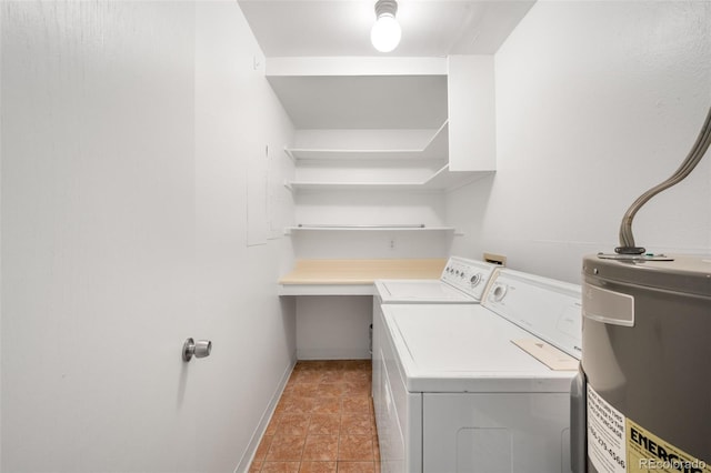 534 E 7th Ave Unit 203, Denver, CO 80203 - laundry room with washer and clothes dryer, water heater, and light tile patterned floors