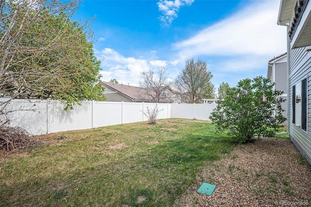 view of yard featuring a fenced backyard