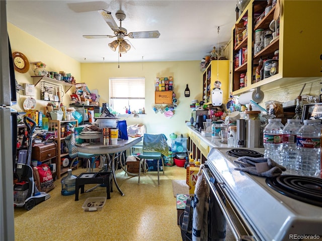 kitchen featuring a ceiling fan