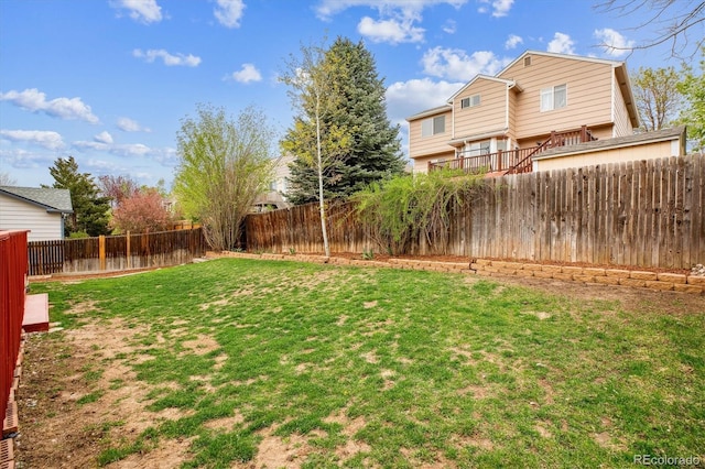 view of yard featuring a fenced backyard