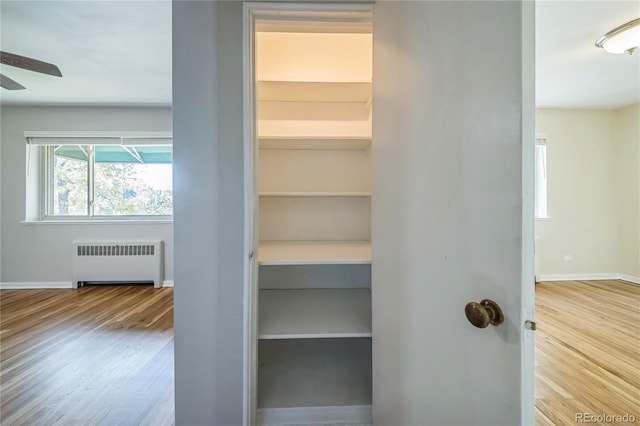 closet with radiator heating unit