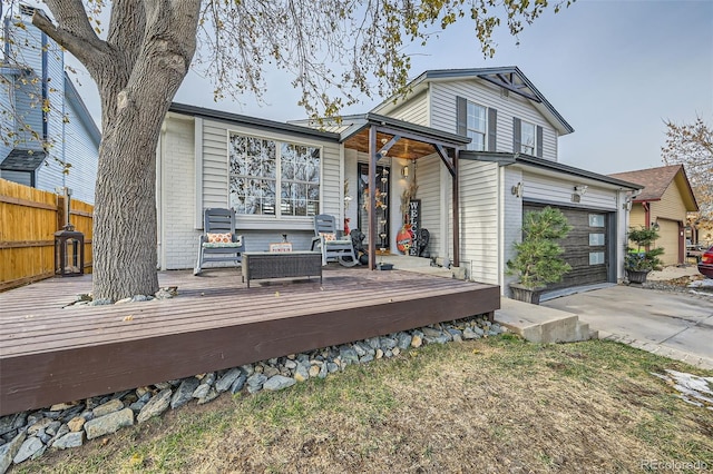 view of front of house with a wooden deck