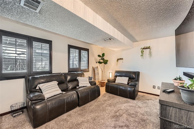 interior space with a textured ceiling