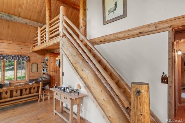 987 Boreas Cir, Jefferson, CO 80456 - stairway with wooden ceiling and wood-type flooring