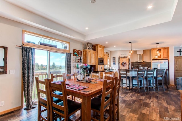 42919 Vista Rdg, Parker, CO 80138 - dining space featuring dark wood-style floors and recessed lighting