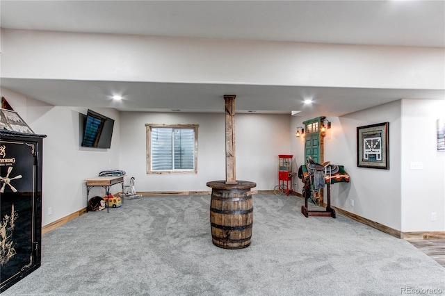 42919 Vista Rdg, Parker, CO 80138 - finished below grade area featuring carpet flooring and recessed lighting