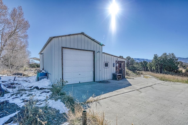 garage with a mountain view